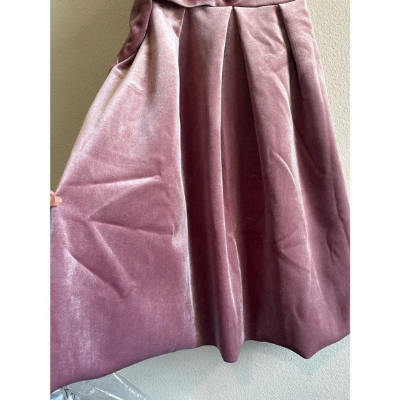 ASOS DESIGN velvet bare shoulder prom midi dress in rose pink size 6 - Picture 7 of 10